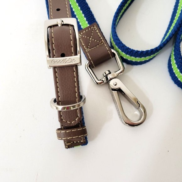 Good2Go Blue Striped Dog Leash and Collar Set - Picture 2 of 6